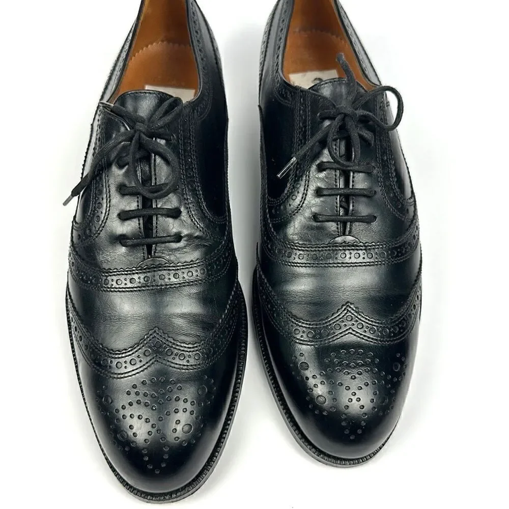 Bally Prestige Parawet Switzerland Leather Cap Toe Oxfords Black Wing Tips Shoes